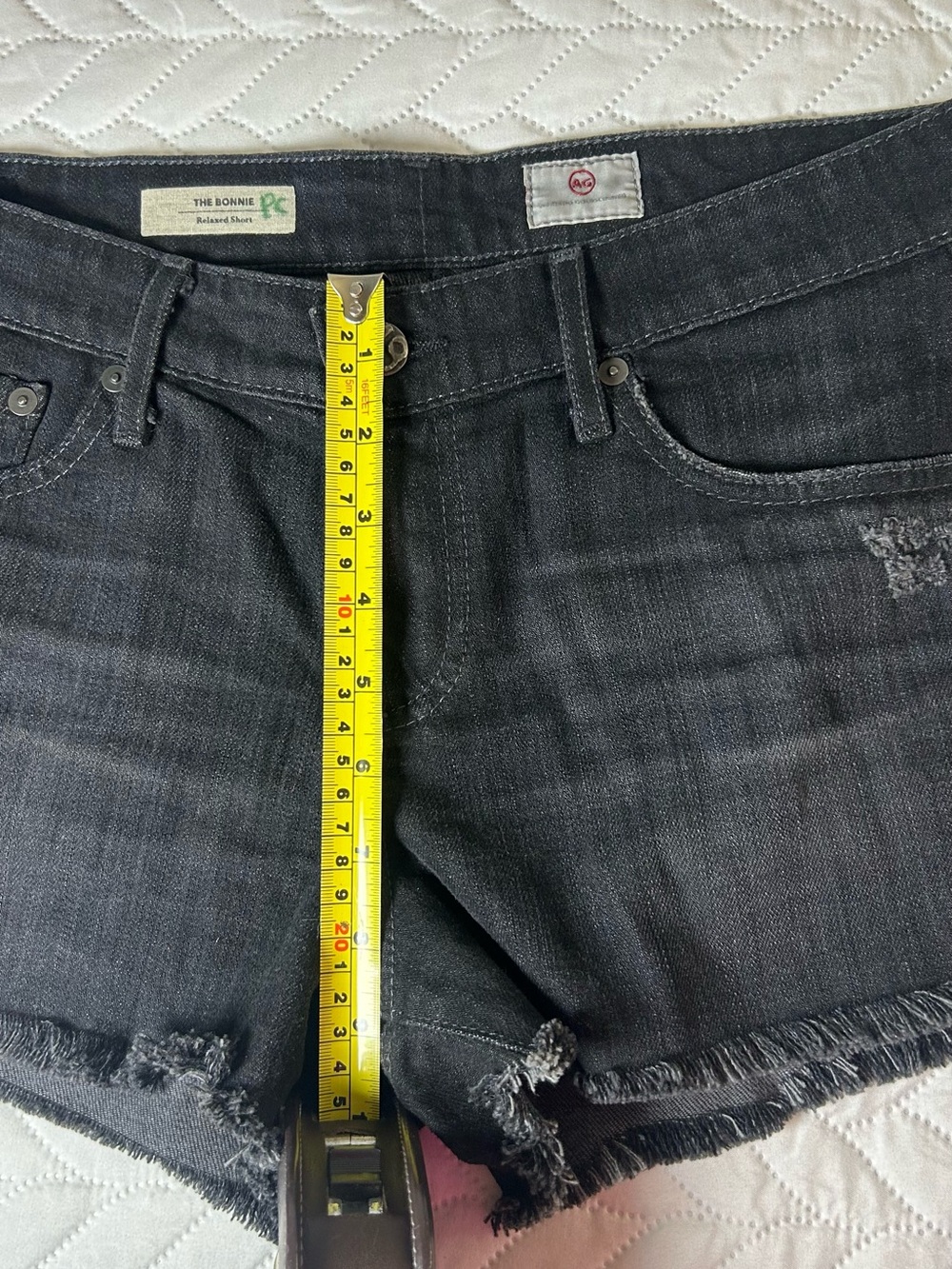 Ag Adriano Goldschmied Black Denim Cutoff Shorts - Picture 4 of 10